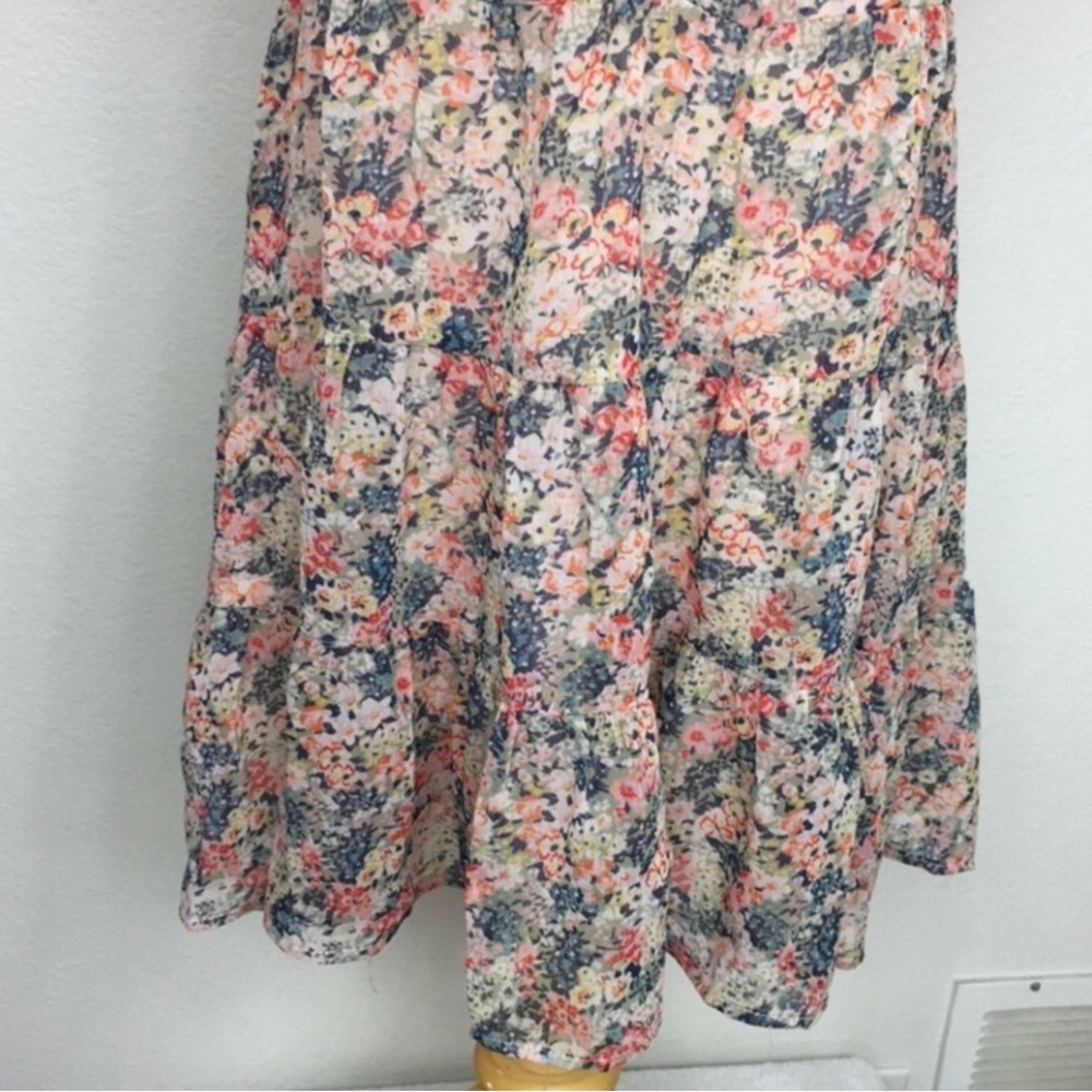American Rag Blush Multi Floral Lace Detail Tiered Mini Dress Size Small Girly - Picture 8 of 16